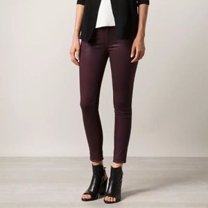 RAG AND BONE PURPLE WINE COATED SKINNY LEGGINGS